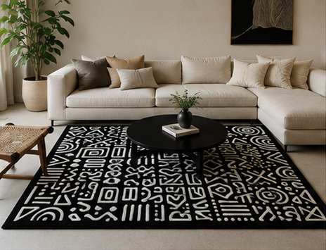 Monochrome Geometric Abstract Hand Tufted Rug