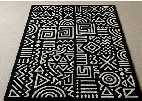Monochrome Geometric Abstract Hand Tufted Rug