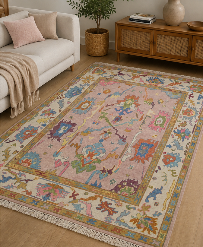 Pastel Floral Hand Knotted Rug