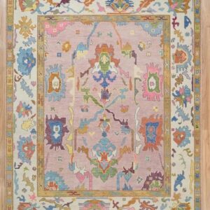 Pastel floral hand knotted rug with multicolor traditional design