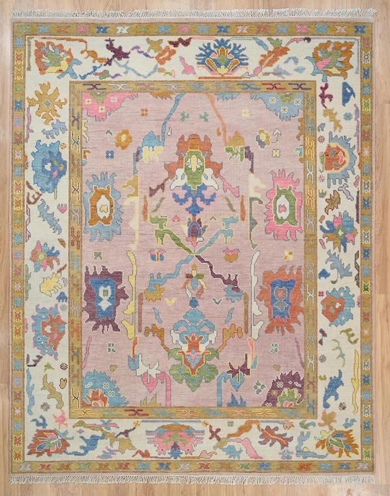 Pastel Floral Hand Knotted Rug